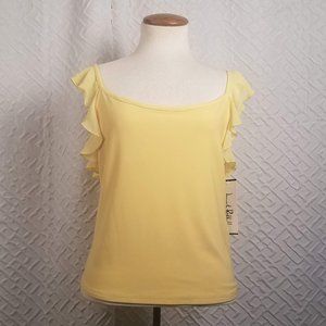 Joseph Ribkoff NWT Yellow Ruffled Sleeveless Top